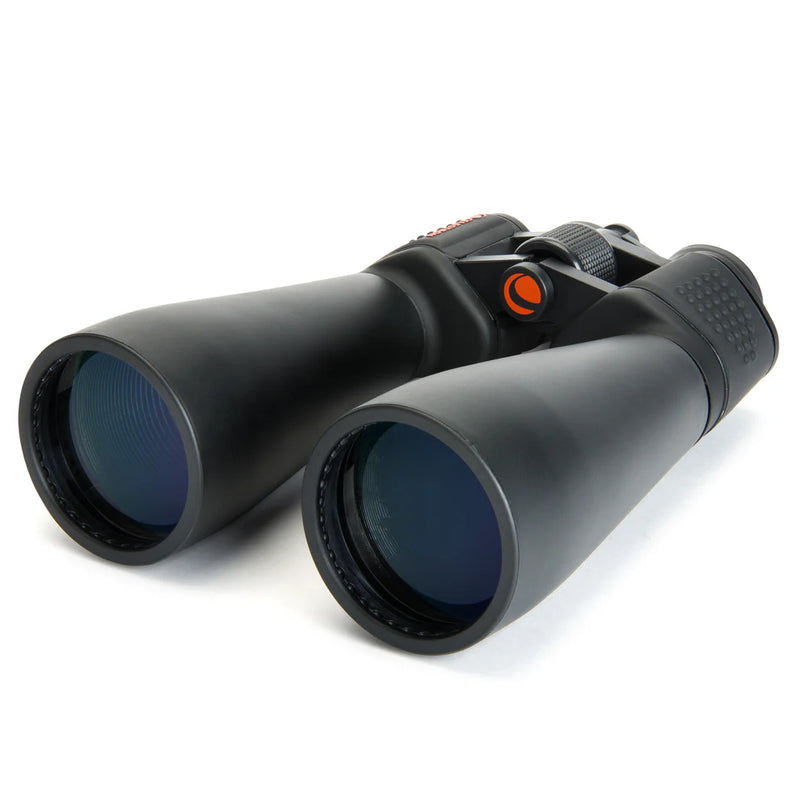 Celestron SkyMaster 15x70 Porro binoculars showing large objective lenses and classic binocular design for astronomical viewing
