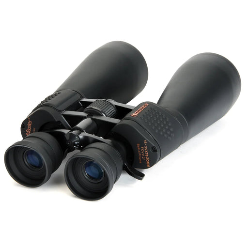 Celestron SkyMaster 15x-35x70 zoom porro binoculars showing large objective lenses and adjustable zoom focus.