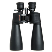 Celestron SkyMaster 15x-35x70 zoom porro binoculars showing the eyepiece and objective lenses with adjustable zoom feature.