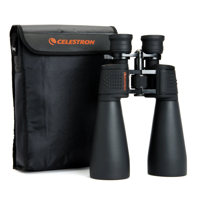 Celestron SkyMaster 15x-35x70 zoom porro binoculars with large lenses and adjustable zoom for enhanced viewing of distant objects.