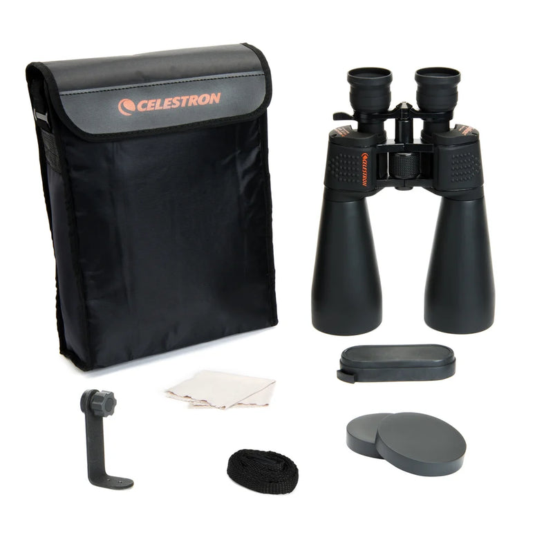 Celestron SkyMaster 15x-35x70 zoom porro binoculars showing large objective lenses and adjustable zoom feature for outdoor viewing.