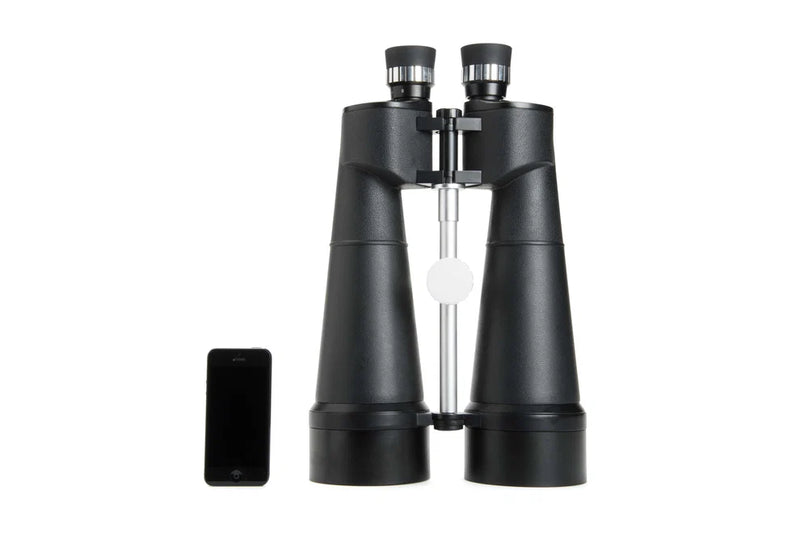 Celestron SkyMaster 25x100 Porro binoculars with large objective lenses and sturdy design for astronomical viewing.