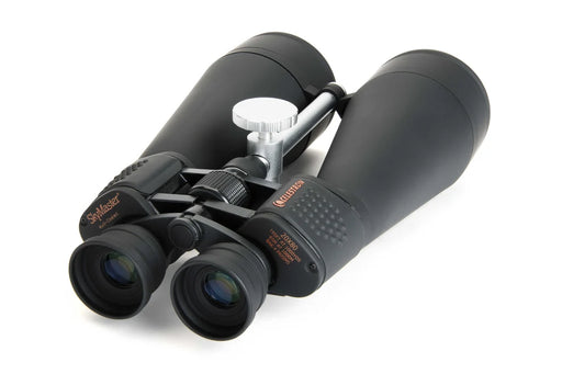 Celestron SkyMaster 20x80 Porro binoculars showing the eyepieces and focus wheel from the back view.