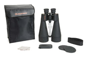 Celestron SkyMaster 20x80 Porro binoculars with included carrying case and lens covers, designed for stargazing and outdoor viewing.