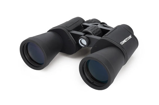 Celestron Cometron 7x50 Porro binoculars with large objective lenses and ergonomic design for stargazing and outdoor viewing.