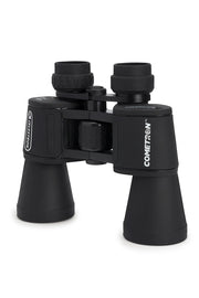 Celestron Cometron 7x50 Porro binoculars showing large objective lenses and durable body for astronomical viewing.