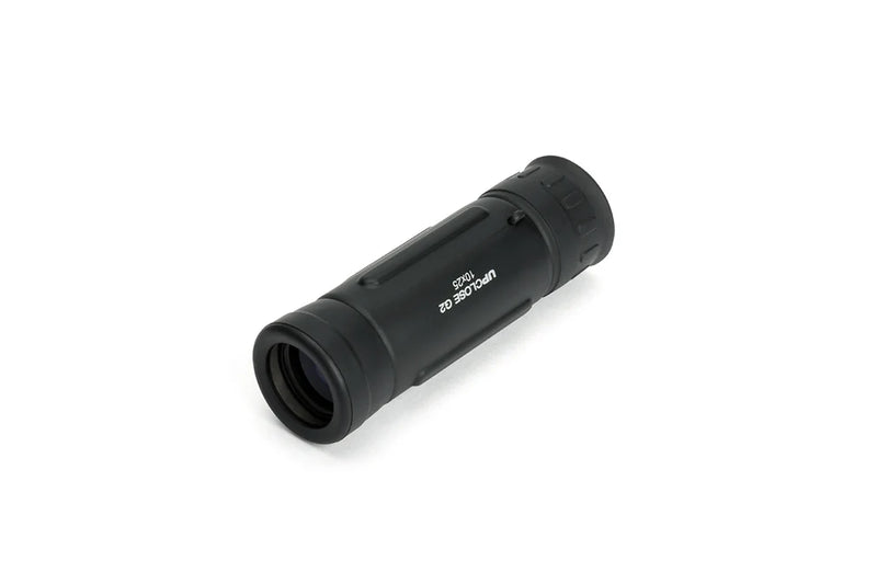Celestron UpClose G2 10x25 roof monocular with compact design and textured grip, suitable for outdoor observation.
