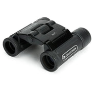 Celestron UpClose G2 8x21 roof binoculars with compact design and black exterior, suitable for outdoor viewing.