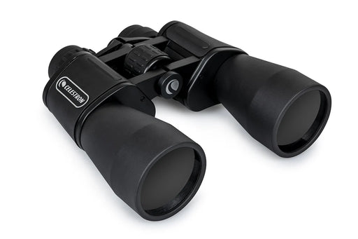 Celestron EclipSmart 12x50 solar binoculars with black body, designed for solar viewing and outdoor astronomy.