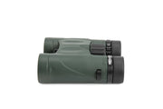 Celestron Nature DX 8x32 roof binoculars showing close-up of objective lenses and textured eyepieces for outdoor wildlife viewing