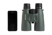 Celestron Nature DX 12x56 roof binoculars with large lenses, black rubber armor, and textured grip for outdoor birdwatching.