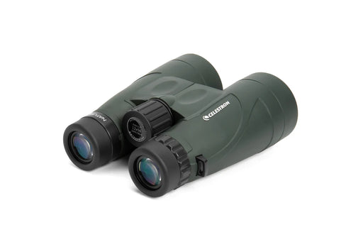 Celestron Nature DX 12x56 roof binoculars with large objective lenses and rugged design for outdoor wildlife viewing.