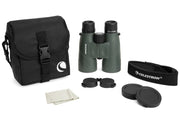 Celestron Nature DX 12x56 roof binoculars showing large objective lenses and textured rubber armor for outdoor wildlife viewing