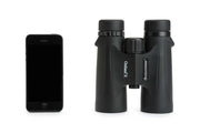 Celestron Outland X 8x42 roof binoculars with black rubber armor and large objective lenses, suitable for outdoor wildlife viewing.