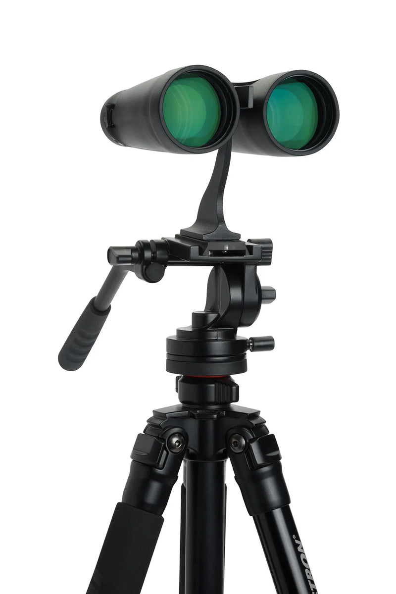 Celestron Outland X 10x50 roof binoculars showing large objective lenses and rugged black body for outdoor viewing.