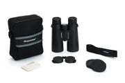 Celestron Outland X 10x50 roof binoculars showing the black rubber-coated body and large objective lenses for outdoor viewing.