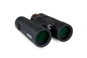 Celestron Regal ED 10x42 roof binoculars with black body and textured grip, designed for clear outdoor viewing.