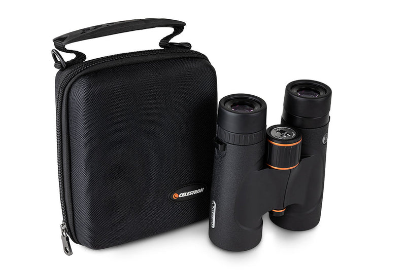 Celestron Regal ED 10x42 roof binoculars with large lenses and ergonomic design, suitable for outdoor and nature viewing.