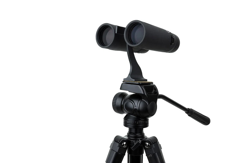Celestron Regal ED 10x42 roof binoculars with black body and textured grip, showing the lenses and eyepieces.