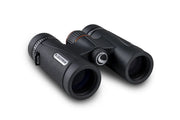 Celestron TrailSeeker ED 8x32 roof binoculars showing the sleek black body and large objective lenses for outdoor wildlife viewing.