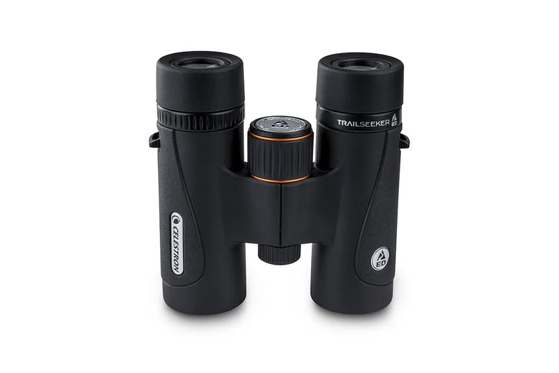 Celestron TrailSeeker ED 8x32 roof binoculars with compact design and adjustable eyepieces for outdoor wildlife viewing.