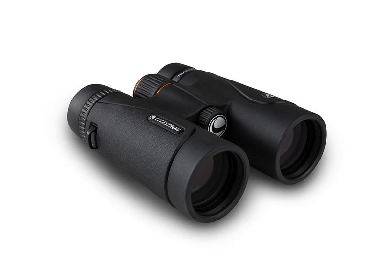 Celestron TrailSeeker 8x42 roof binoculars with black body and textured grip, designed for outdoor wildlife viewing and hiking.