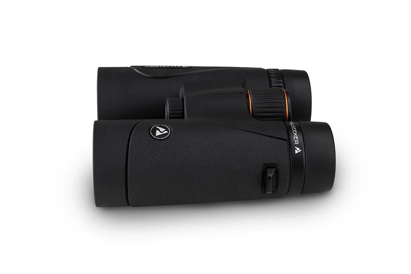 Celestron TrailSeeker 10x42 roof binoculars with black rubber armor and large objective lenses for outdoor wildlife viewing