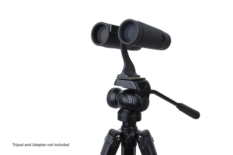 Celestron TrailSeeker 10x42 roof binoculars showing the black body and large objective lenses for outdoor wildlife viewing.