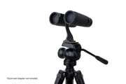 Celestron TrailSeeker ED 10x42 roof binoculars showing the black body, eyepieces, and textured focus wheel.