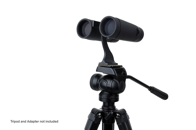 Celestron TrailSeeker ED 10x42 roof binoculars showing the black body, eyepieces, and textured focus wheel.