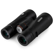 Celestron TrailSeeker ED 10x50 roof binoculars with black rubber armor and large objective lenses for outdoor wildlife viewing.