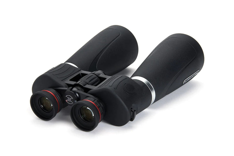 Celestron SkyMaster Pro 15x70 Porro binoculars showing large objective lenses and detailed optical design