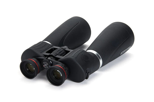 Celestron SkyMaster Pro 15x70 Porro binoculars showing large objective lenses and detailed optical design