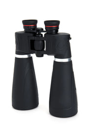 Celestron SkyMaster Pro 15x70 Porro binoculars showing large objective lenses and sturdy body for astronomical viewing.