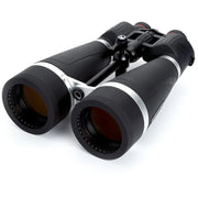 Celestron SkyMaster Pro 20x80 binoculars with large porro prisms and black rubberized body for outdoor astronomical viewing.