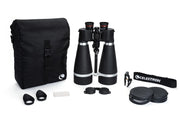 Celestron SkyMaster Pro 20x80 Porro binoculars showing large objective lenses and detailed optical design.