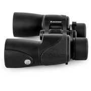 Celestron SkyMaster Pro ED 7x50 Porro binoculars with large objective lenses, used for outdoor astronomy and nature observation