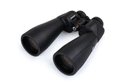Celestron SkyMaster Pro ED 15x70 Porro binoculars showing large objective lenses and durable rubber armor for outdoor astronomy use.
