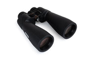 Celestron SkyMaster Pro ED 15x70 Porro binoculars showing large objective lenses and durable black body for astronomy viewing