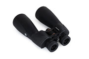 Celestron SkyMaster Pro ED 15x70 Porro binoculars showing large objective lenses and ergonomic design for astronomy and nature viewing.