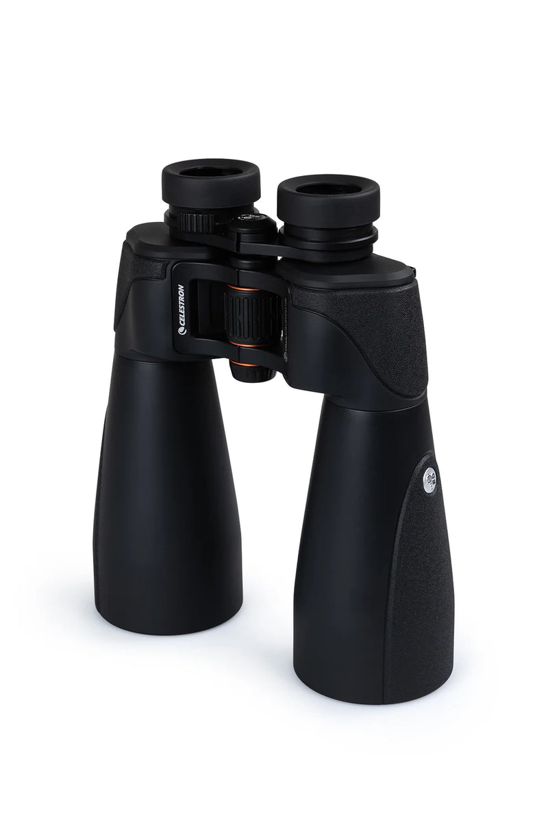 Celestron SkyMaster Pro ED 15x70 Porro binoculars with large objective lenses and ergonomic design for astronomy and nature viewing.