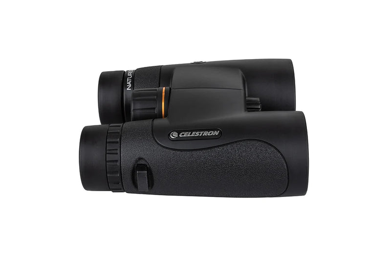 Celestron Nature DX 8x42 roof binoculars with black body and textured grip, suitable for wildlife viewing and outdoor adventures.