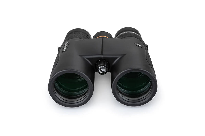 Celestron Nature DX 8x42 roof binoculars with black body and textured grip, perfect for outdoor wildlife viewing.