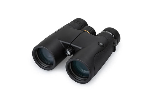 Celestron Nature DX 10x42 black roof binoculars with adjustable eyepieces and textured grip for outdoor wildlife viewing.