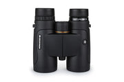 Celestron Nature DX Black 10x42 roof binoculars with textured grip and large eyepieces for outdoor wildlife observation.