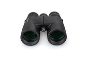 Celestron Nature DX black 10x42 roof binoculars showing the compact design and textured grip for outdoor wildlife viewing.
