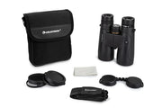 Celestron Nature DX black 10x50 roof binoculars with large lenses and ergonomic design, suitable for outdoor wildlife viewing.