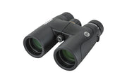 Celestron Nature DX 8x42 ED roof binoculars showing close-up of the binoculars with large objective lenses and textured grip.
