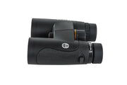 Celestron Nature DX 10x42 ED roof binoculars with black body, featuring large lenses and ergonomic design for outdoor wildlife viewing.