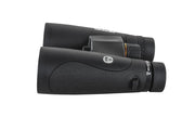 Celestron Nature DX 10x50 ED Roof Binoculars with black body and textured grip, showcasing the lenses and ergonomic design.